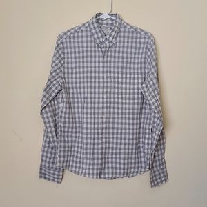 J.Crew 98% Organic Cotton Gray/White Plaid Button Down Shirt Size S